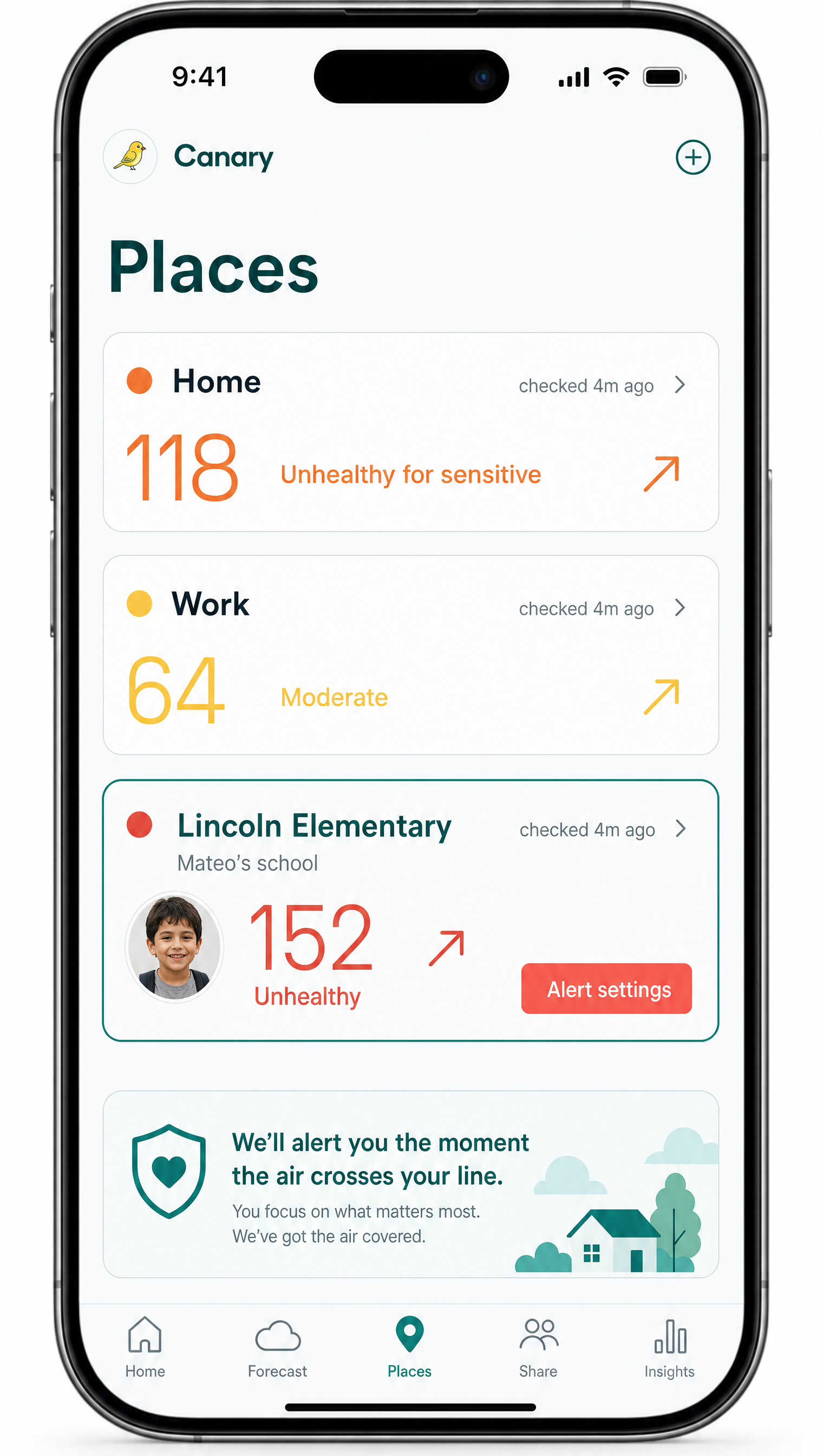 Family and school air monitoring