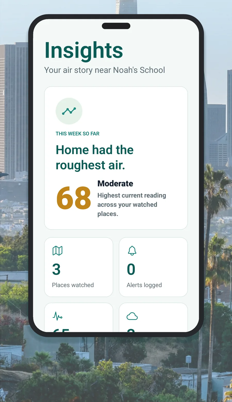 Canary insights summary over a clear Los Angeles skyline